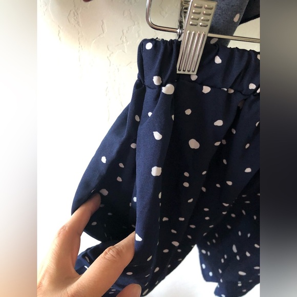 Shein|Satin Navy polka dot two piece SET, shorts & crop top•••Self tie crop top - Picture 7 of 15